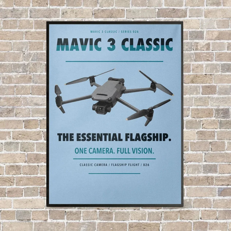 DJI Mavic 3 Classic vertical canvas print - framed - light blue background