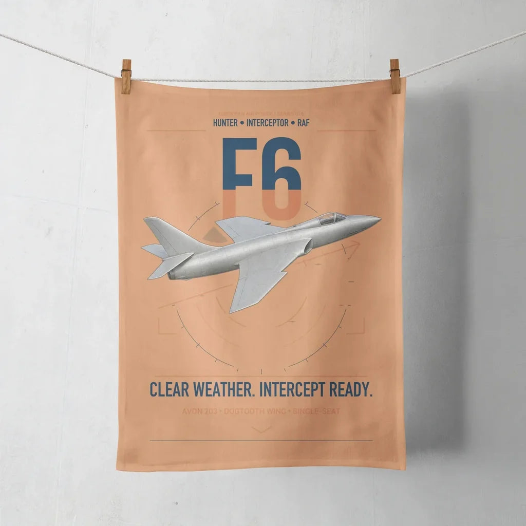 Hawker Hunter F6 design on orange towel