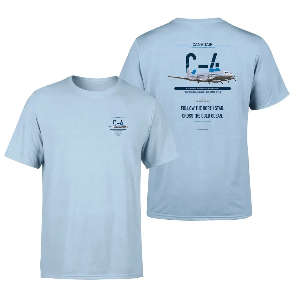 Canadair C-4 Argonaut - North Star design on light blue t shirt