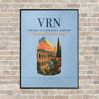 Thumbnail for Verona Villafranca Airport VRN vertical canvas print - framed - light blue background