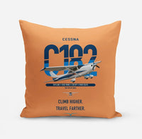 Thumbnail for Cessna 182 Skylane design on orange pillow