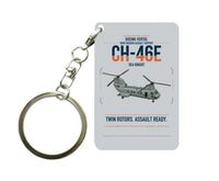 Thumbnail for Boeing Vertol CH-46E Sea Knight design on light gray designed key chain, double-side print