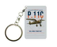 Thumbnail for PZL P.11c design on light gray designed key chain, double-side print