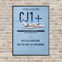 Thumbnail for Cessna Citation CJ1+ vertical canvas print - framed - light blue background