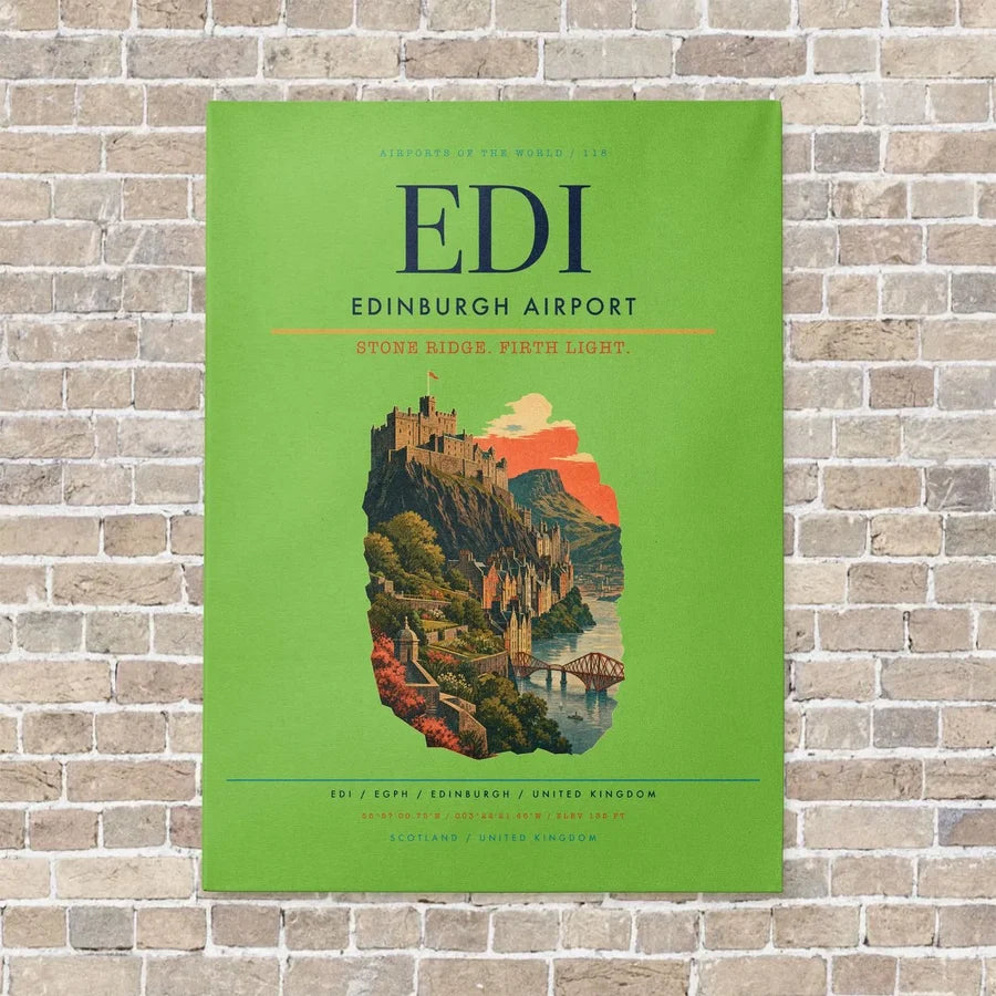 Edinburgh Airport EDI - Canvas No Frame - Light Green