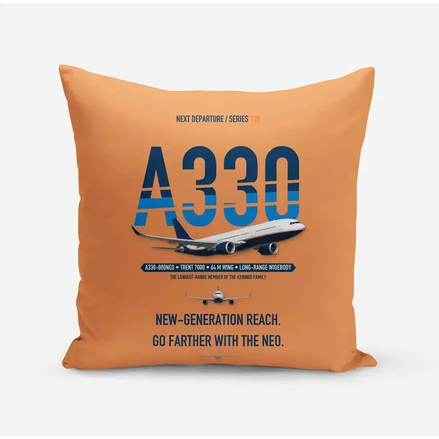 Airbus A330-800neo design on orange pillow