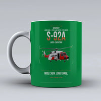 Thumbnail for Sikorsky S-92A design on green ceramic mug, double-side print