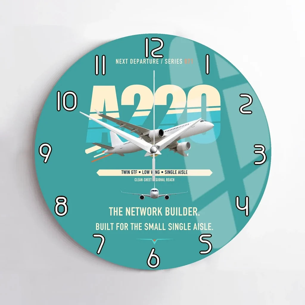 Airbus A220-300 design on turquoise no frame wall clock