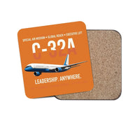 Thumbnail for C-32A Air Force Two Global Reach design on orange 1 piece coaster