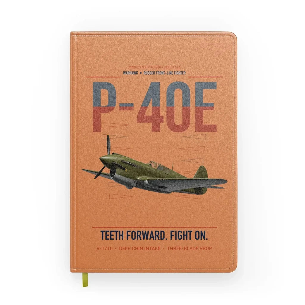 P-40E Warhawk design on orange notebook