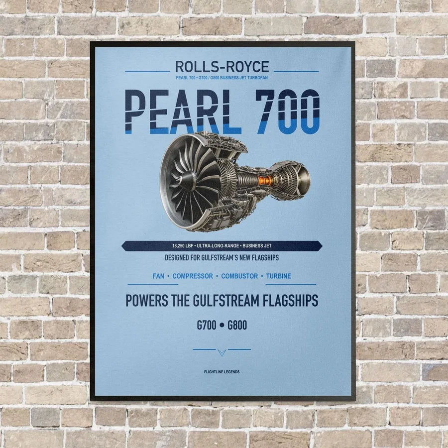 PEARL 700 vertical canvas print - framed - light blue background