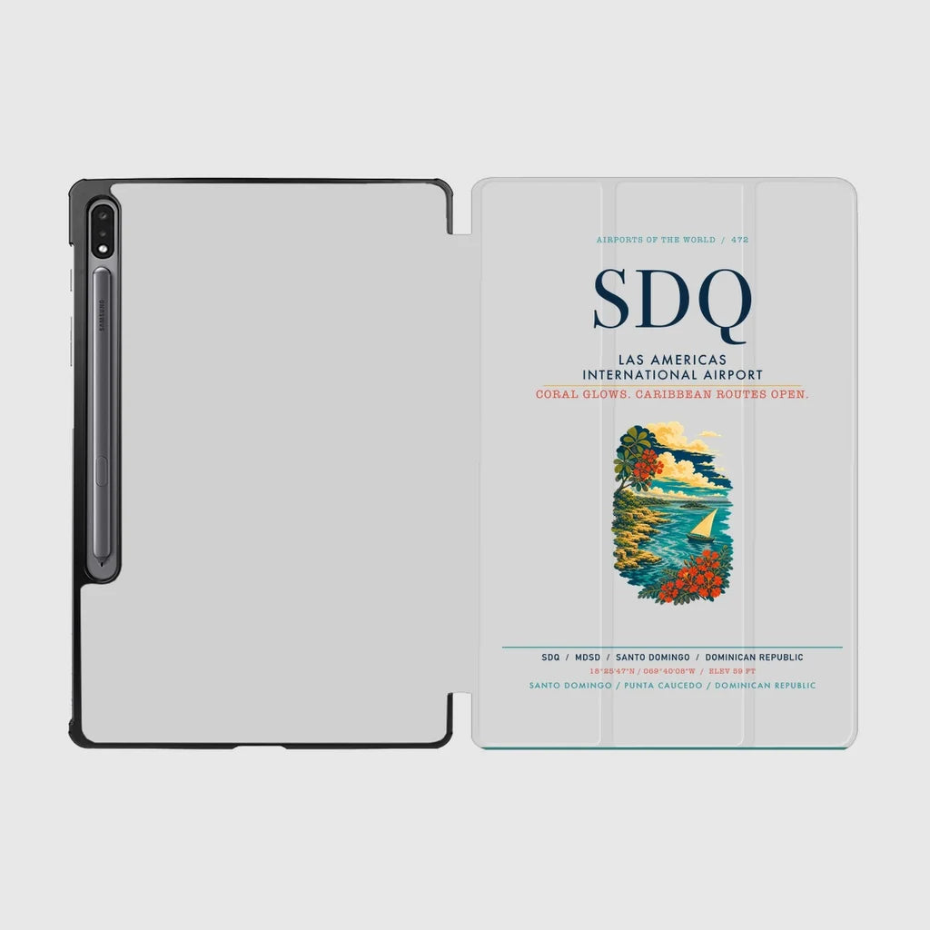 Las Americas International Airport (SDQ) design on light gray samsung tablet tablet case