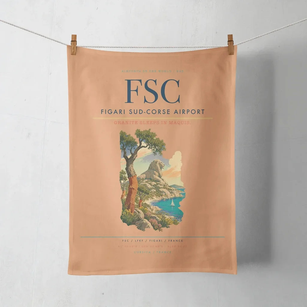 Figari Sud-Corse Airport (FSC) design on orange towel