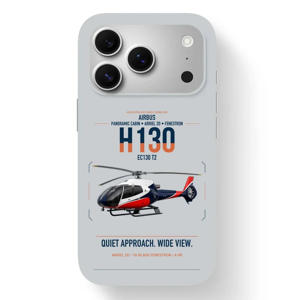 Airbus H130 design on light gray magsafe iphone case, for iPhone 17 Pro