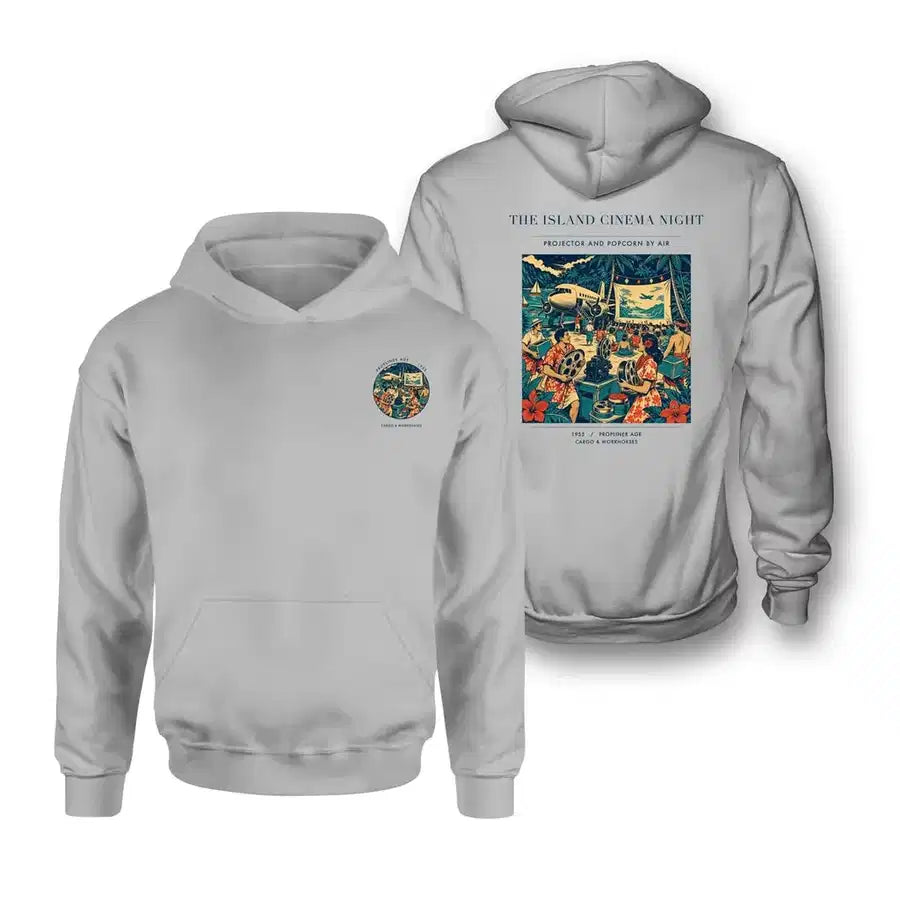 VINTAGE G4442 - The Island Cinema Night - Double-Side Hoodie design on lightgray double side