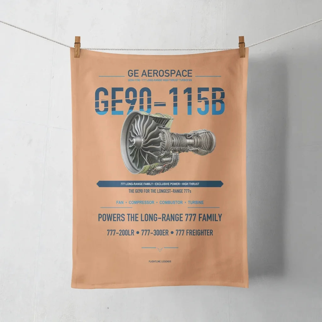 GE90-115B design on orange towel