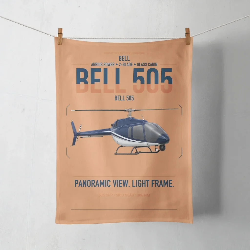 Bell 505 design on orange towel