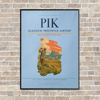 Thumbnail for Glasgow Prestwick Airport PIK vertical canvas print - framed - light blue background