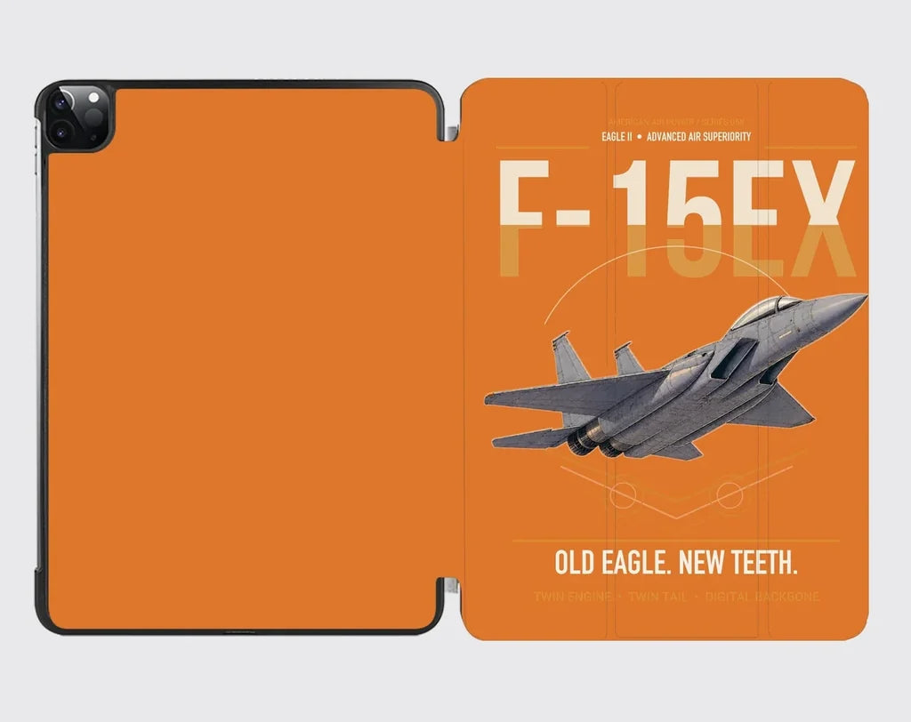 F-15EX Eagle II design on orange ipad tablet case