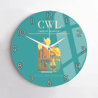 Thumbnail for Cardiff Airport (CWL) design on turquoise no frame wall clock