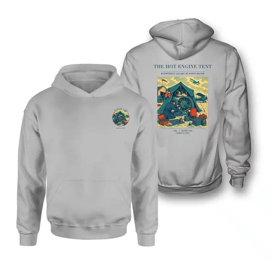 VINTAGE G4356 - The Hot Engine Tent - Double-Side Hoodie design on lightgray double side