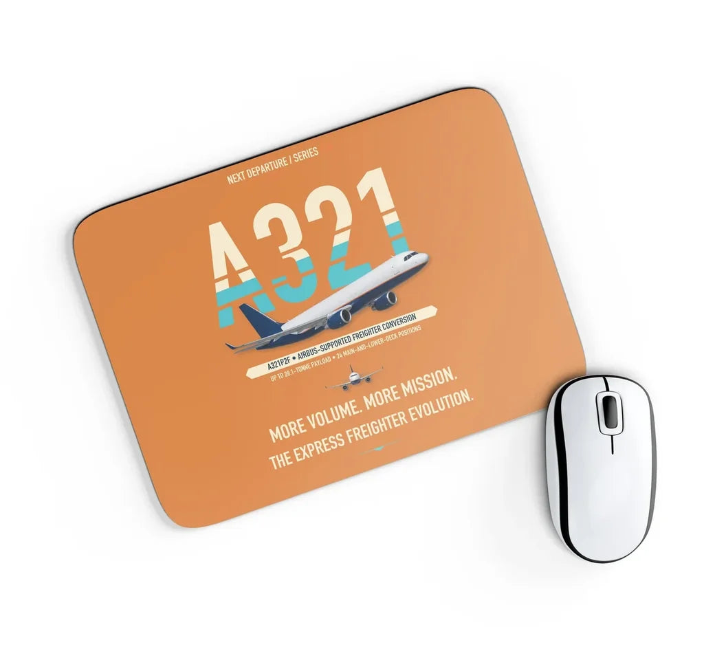 Airbus A321P2F design on orange rectangle mouse pad