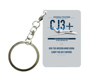Thumbnail for Cessna Citation CJ3+ design on light gray designed key chain, double-side print