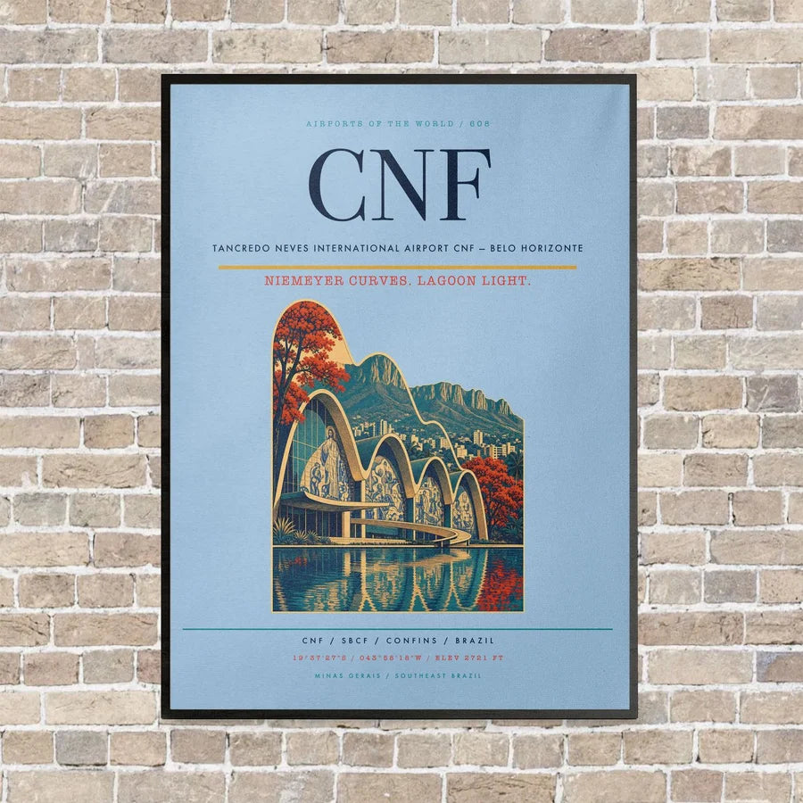Tancredo Neves International Airport CNF — Belo Horizonte vertical canvas print - framed - light blue background