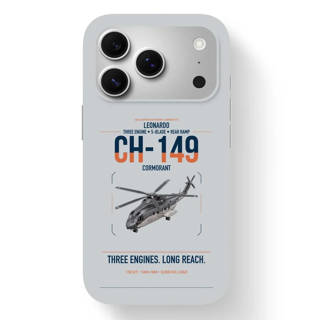 Leonardo CH-149 Cormorant design on light gray magsafe iphone case, for iPhone 17 Pro