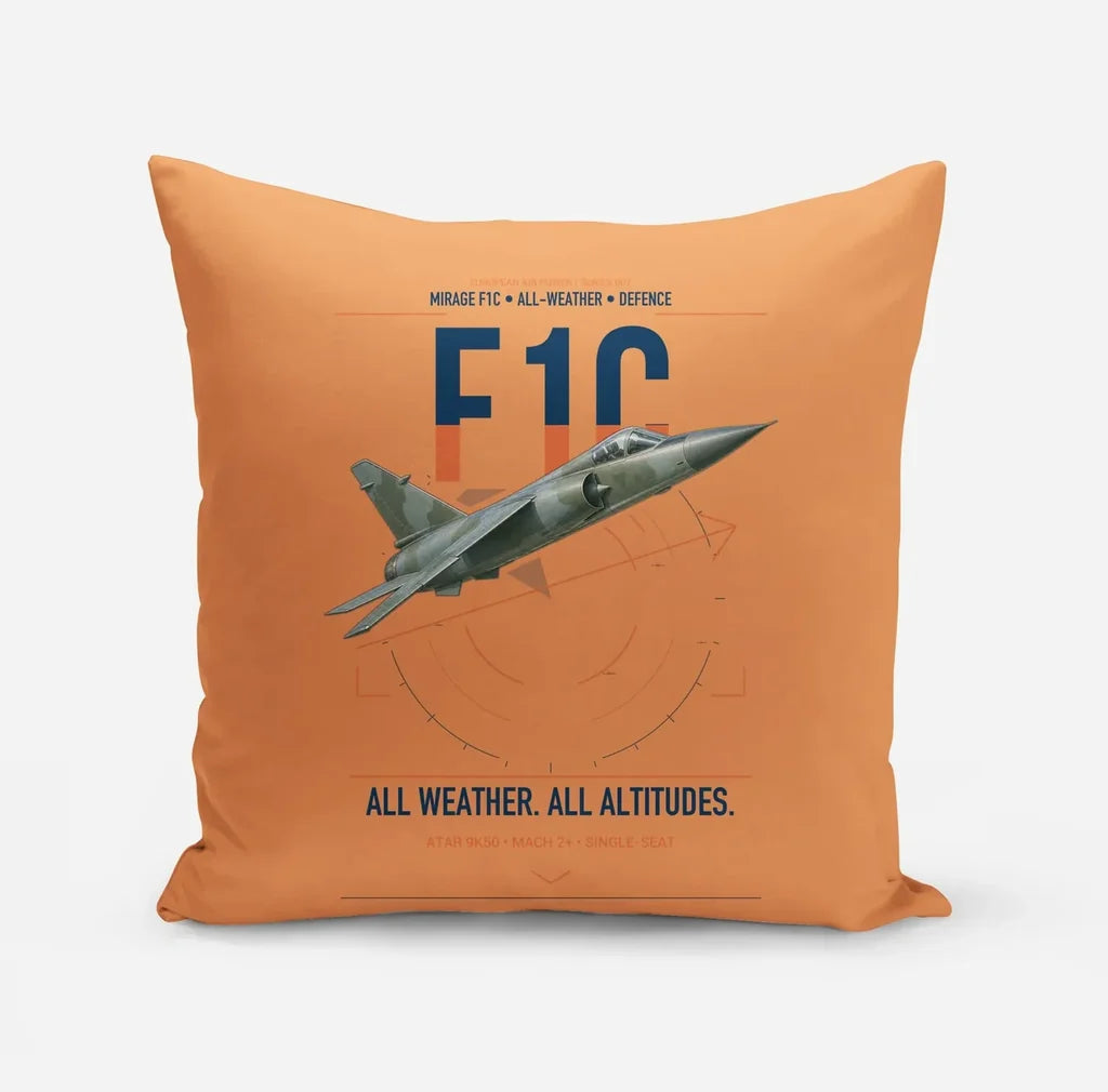 Dassault Mirage F1C design on orange pillow