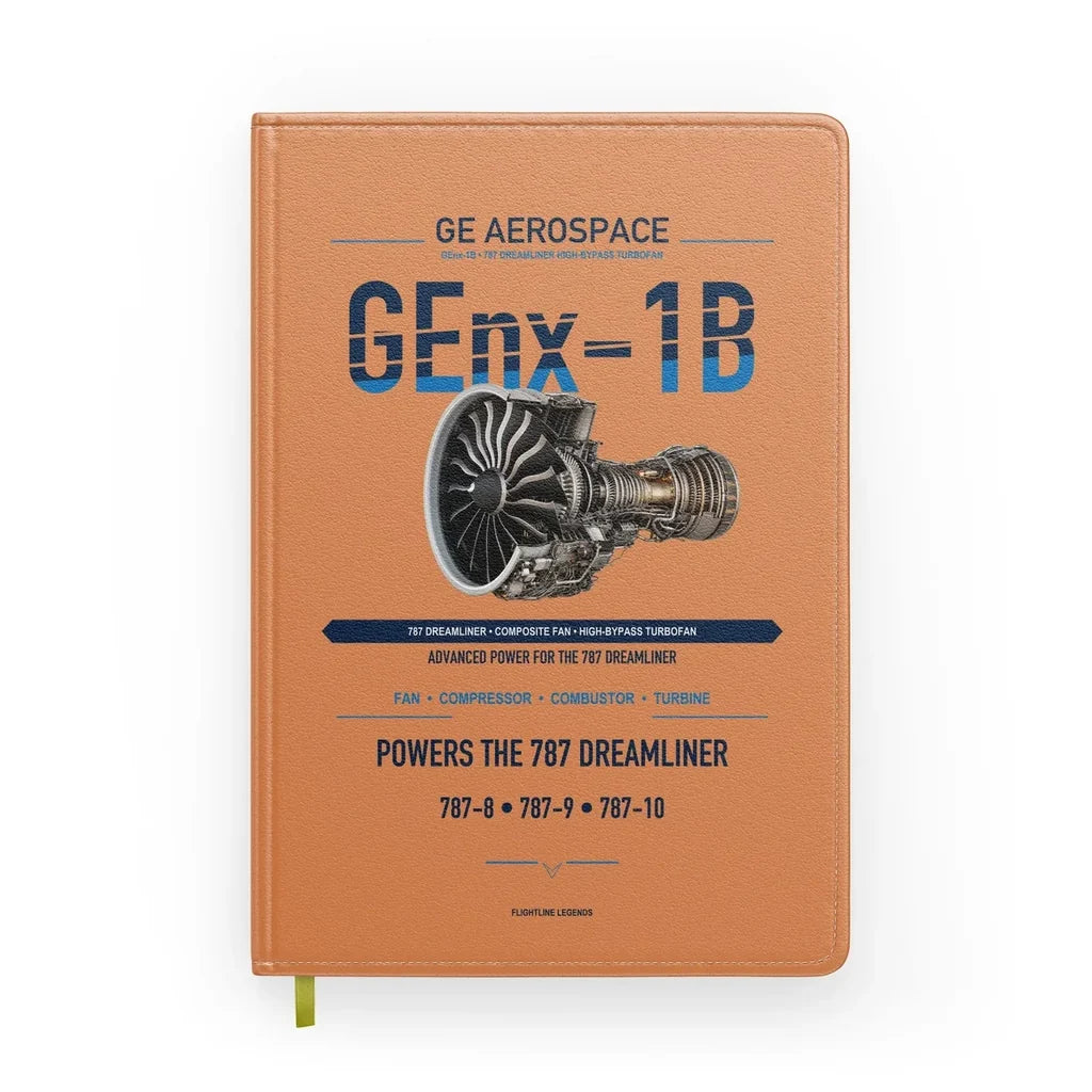 GEnx-1B design on orange notebook