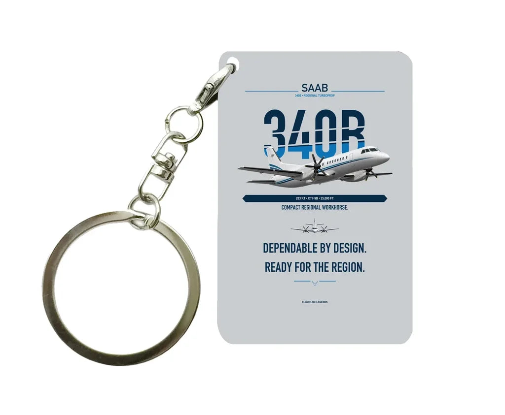 Saab 340B Key Chain design on light gray key chain