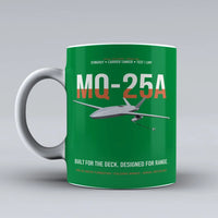 Thumbnail for MQ-25A STINGRAY design on green ceramic mug, double-side print