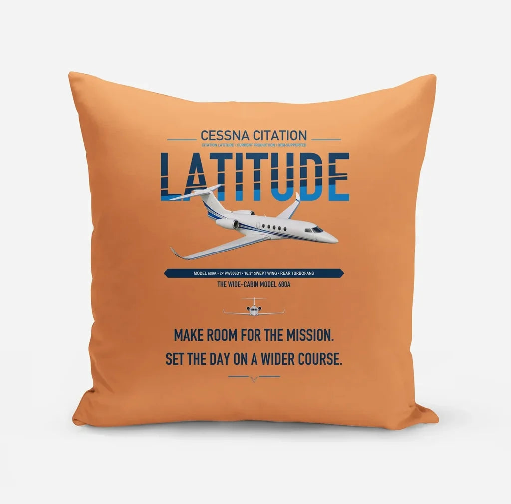 Cessna Citation Latitude design on orange pillow