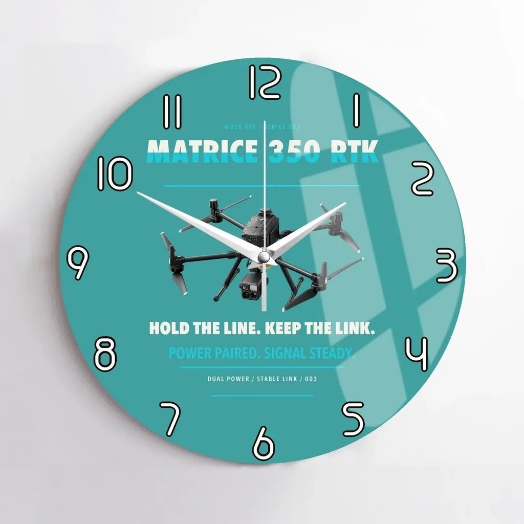 DJI Matrice 350 RTK design on turquoise no frame wall clock