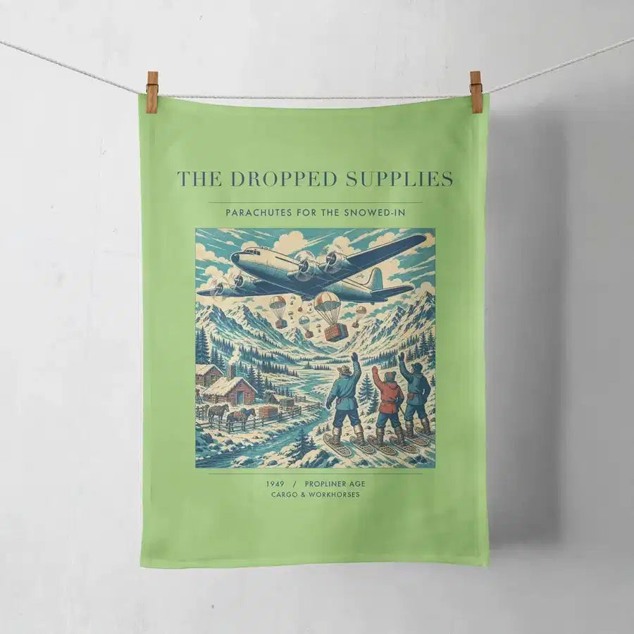 VINTAGE G4234 - The Dropped Supplies - Designed Towels design on lightgreen