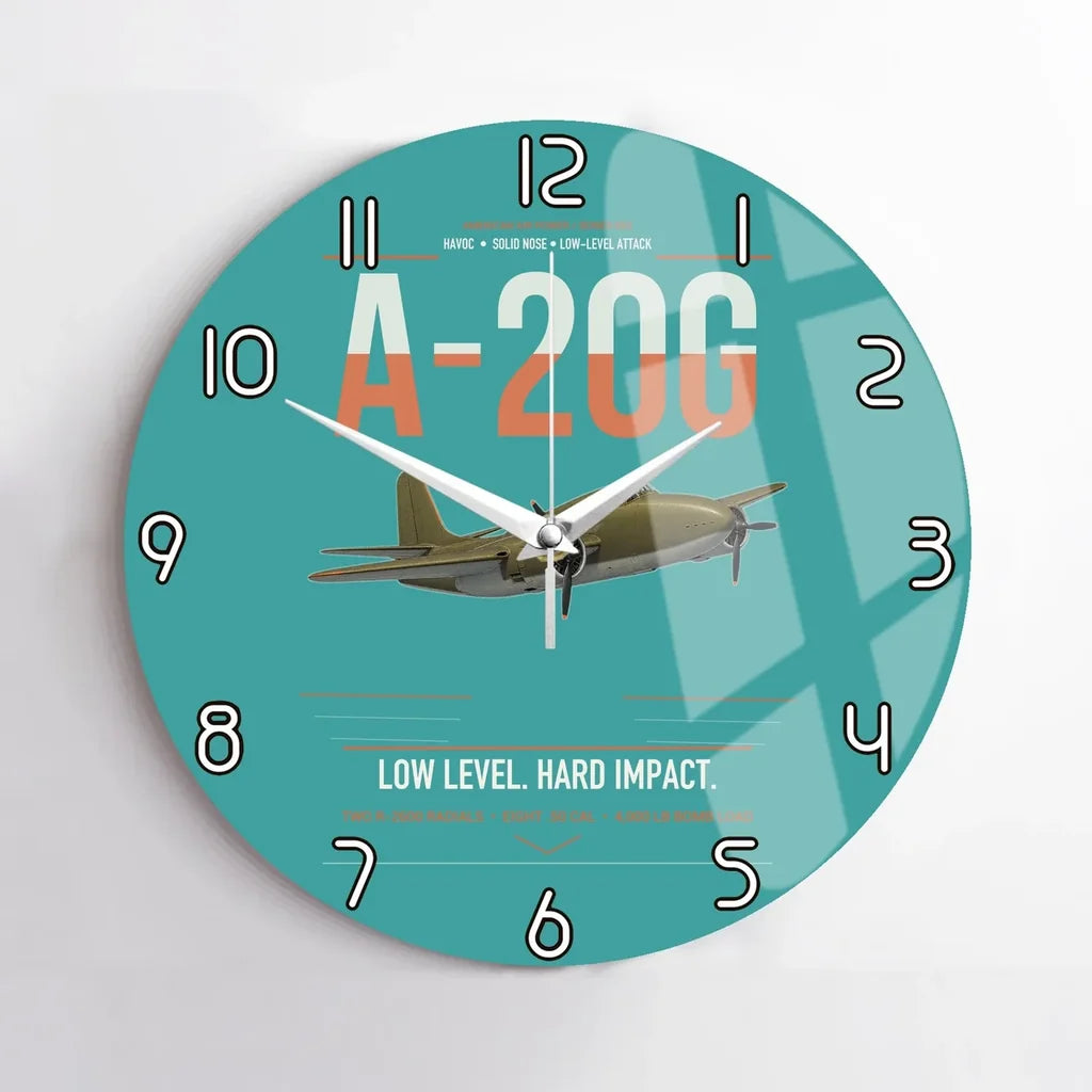 A-20G Havoc design on turquoise no frame wall clock