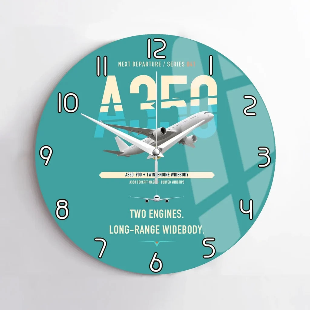 Airbus A350-900 design on turquoise no frame wall clock