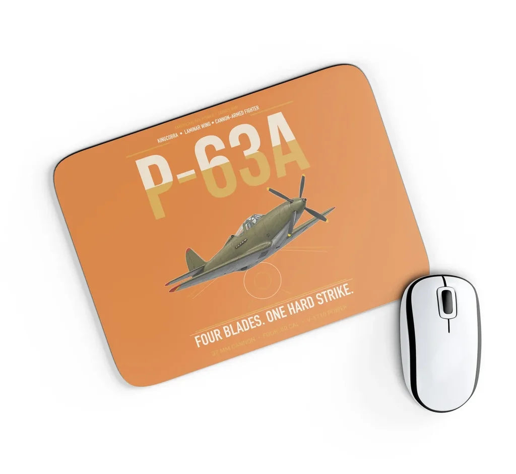 P-63A Kingcobra design on orange rectangle mouse pad