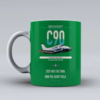 Thumbnail for Beechcraft King Air C90 design on green ceramic mug, double-side print