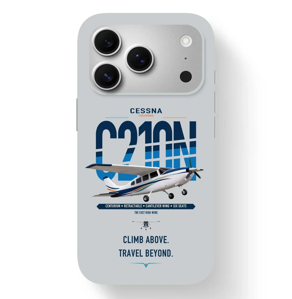 Cessna T210N Centurion design on light gray magsafe iphone case, for iPhone 17 Pro