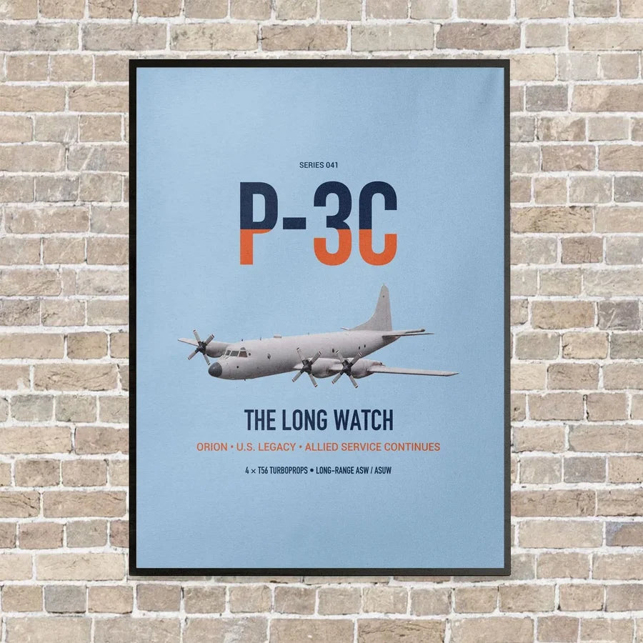 P-3C Orion vertical canvas print - framed - light blue background