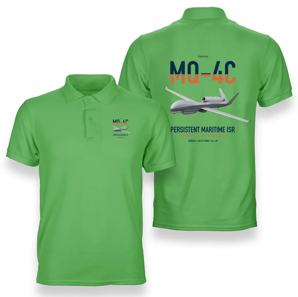 MQ-4C Triton IFC-4 design on light green double-side polo t-shirt, double-side print