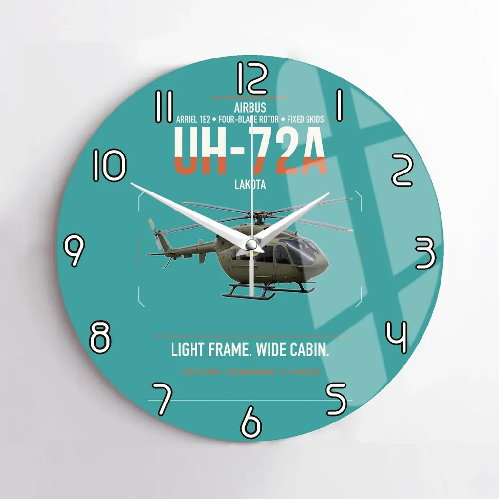 Airbus UH-72A Lakota design on turquoise no frame wall clock