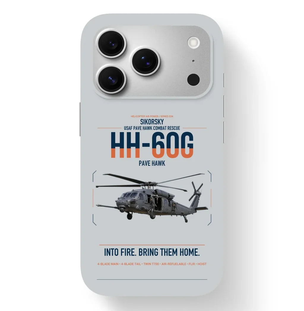 Sikorsky HH-60G Pave Hawk design on light gray magsafe iphone case, for iPhone 17 Pro