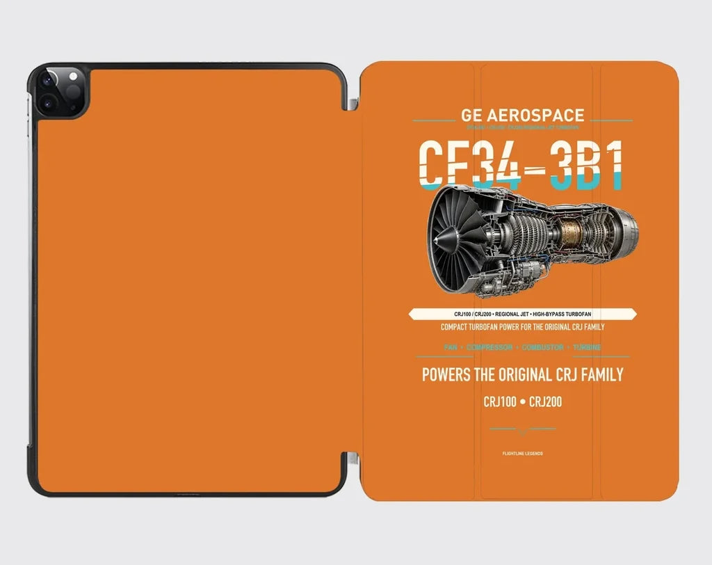 CF34-3B1 design on orange ipad tablet case