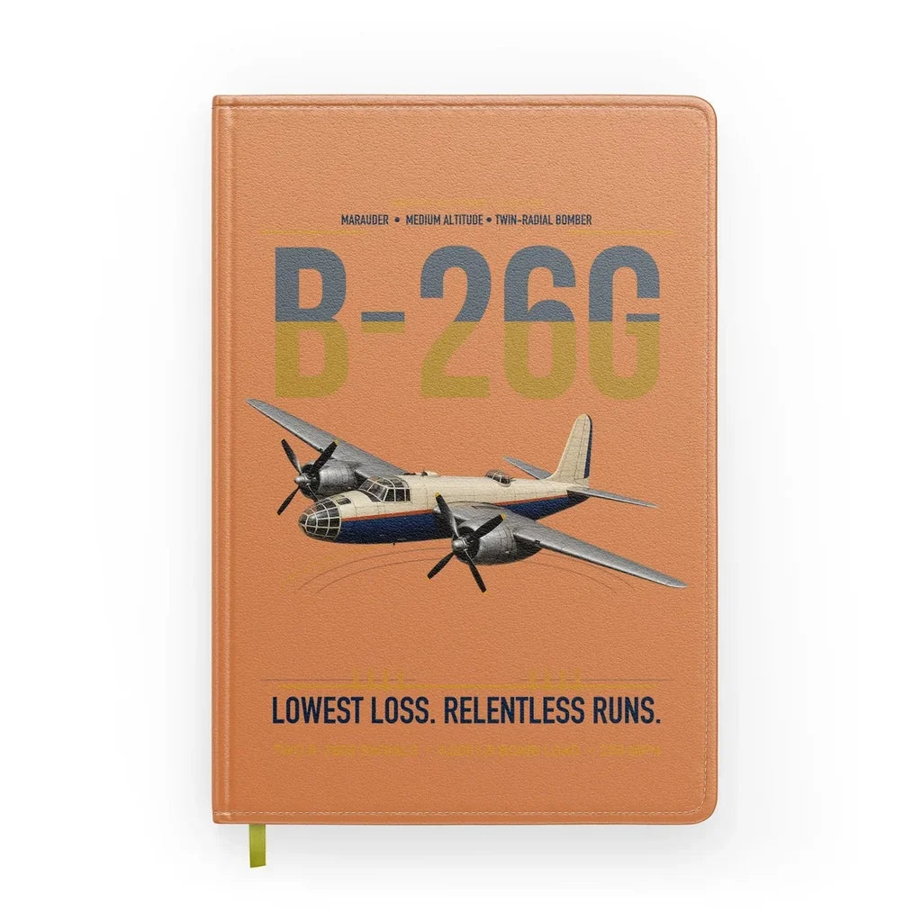 B-26G Marauder design on orange notebook