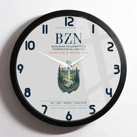 Thumbnail for Bozeman Yellowstone International Airport (BZN) design on light gray framed wall clock
