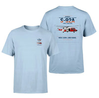 Thumbnail for Sikorsky S-92A design on light blue t-shirt, double-side print