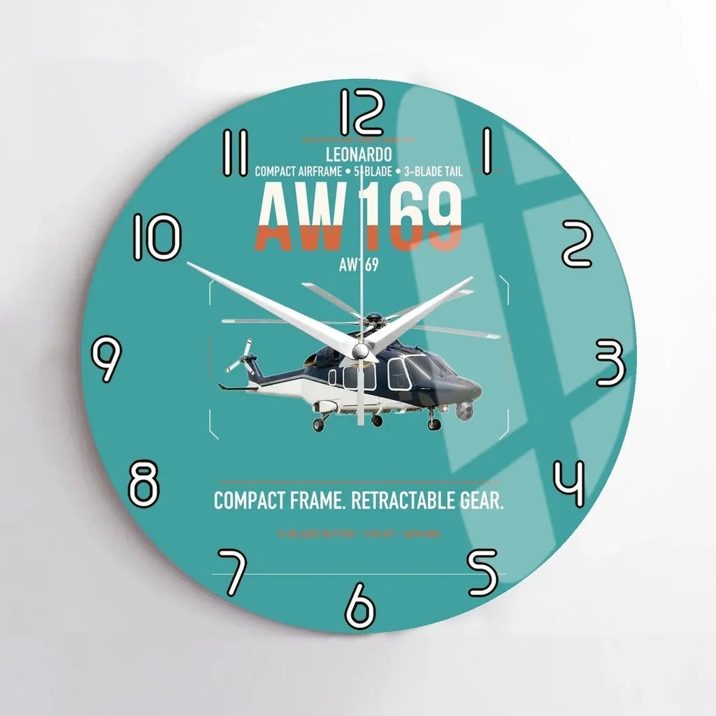 Leonardo AW169 design on turquoise no frame wall clock